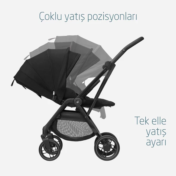 Maxi-Cosi Leona2 Çift Yönlü Uzatılabilir Sırt Desteği Tam Yatabilir Bebek Arabası Twillic Black - 7
