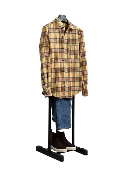 Ayarlanabilir Dilsiz Uşak Elbise Askılığı Ayaklı Askılık Gömlek Pantolon Ceket Askısı Siyah - 3