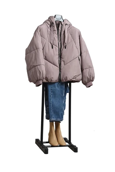 Ayarlanabilir Dilsiz Uşak Elbise Askılığı Ayaklı Askılık Gömlek Pantolon Ceket Askısı Siyah - 2