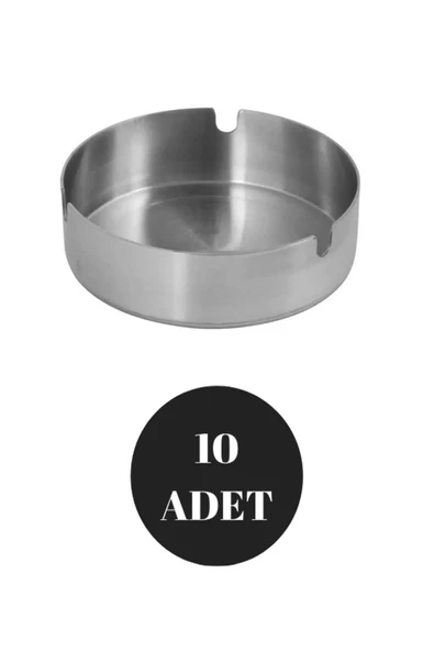 10 Adet Yuvarlak Model Açık Paslanmaz Çelik Küllük Kül Tablası Büyük Boy 10CM