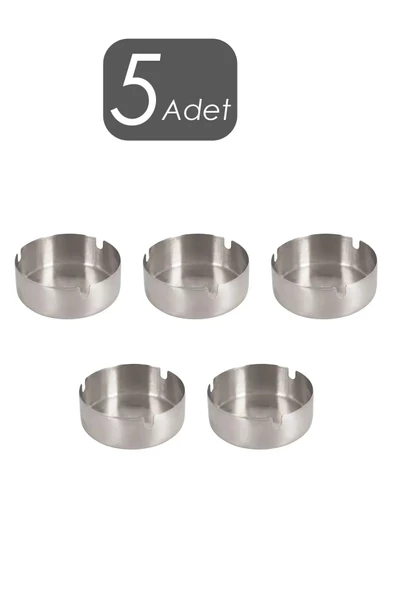 5 Adet Yuvarlak Model Açık Paslanmaz Çelik Küllük Kül Tablası Küçük Boy 8CM