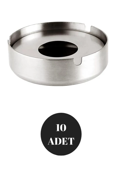 10 Adet Yuvarlak Model Kapaklı Paslanmaz Çelik Küllük Kül Tablası Küçük Boy 8CM