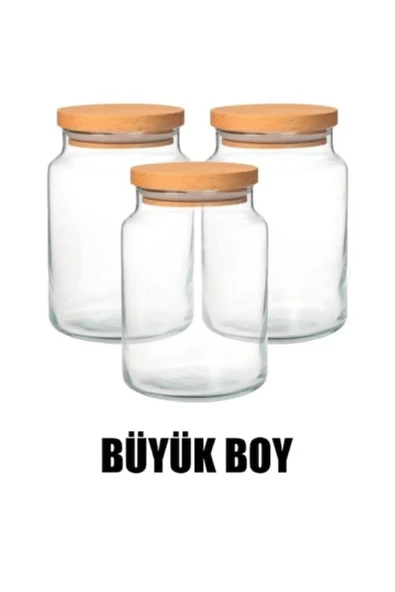 9 Adet Büyük Boy Bambu Kapaklı Cam Kavanoz Vakumlu Bakliyat Saklama Kabı 800CC I Etiket Hediyeli - 3