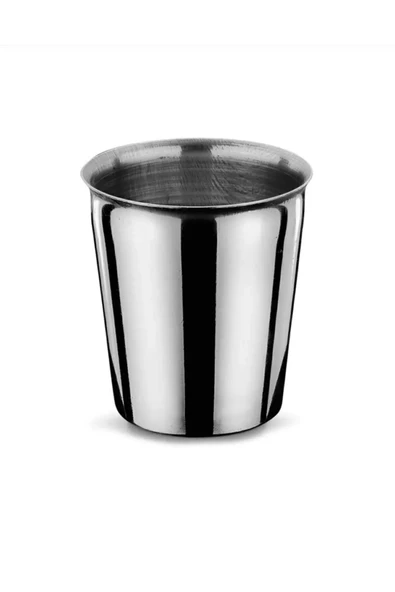 6 Adet Paslanmaz Çelik Bardak I Kafe Restaurant Kantin Meşrubat Ayran Patates Bardağı 9x7,5CM - 2