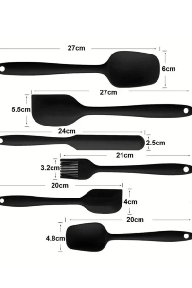Silikon Servis Seti Mini Spatula Pilav Kaşığı Servis ve Hazırlık Sunum Seti Oklava,Spatula,Çırpıcı - 8