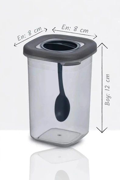 12 Adet Kendinden Kaşıklı Kilitlenebilir Moblen Baharatlık - Etiket Hediyeli - 450ML - 4