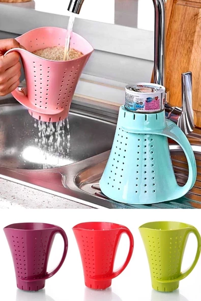 2 Adet Sürahi Şeklinde Pratik Ayaklı Ve Kulplu Pirinç Süzgeci