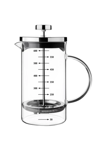 French Press Demlik Ölçü Kabı 3in1 Ürün Borosilikat Cam Frenchpress 300ml Ve Süt Kahve Köpürtücü - 5