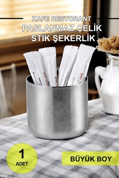 Paslanmaz Çelik Büyük Boy Stick Şekerlik 6x7CM I Restaurant Kafe Kantin Stick Şekerlik