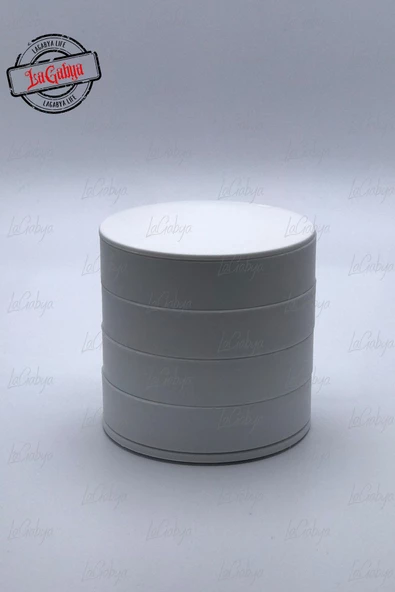 4 Katlı Silindir Döner Takı Aksesuar Makyaj Yüzük Küpe Toka Kutusu Organizeri (10x10cm) - 4