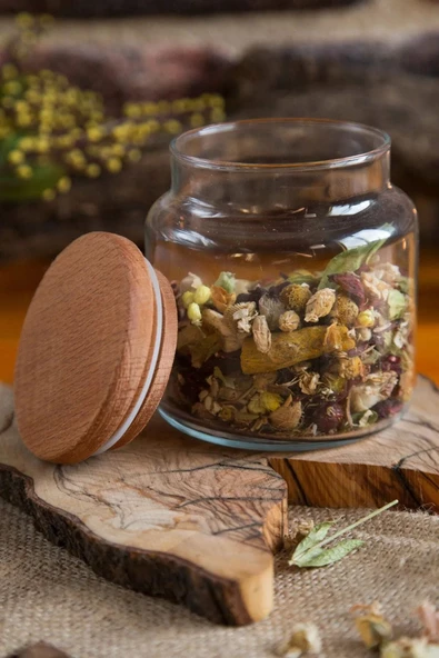 3 Adet Orta Boy Bambu Kapaklı Cam Kavanoz Vakumlu Bakliyat Saklama Kabı 500CC I Etiket Hediyeli ürün görseli 1