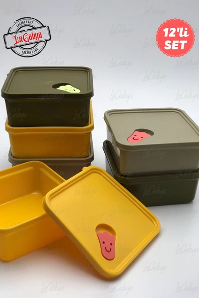 12 Adet Kare Kapaklı Saklama Kabı Seti Renkli Kase Sızdırmaz Mikrodalga Uyumlu Kap - 2