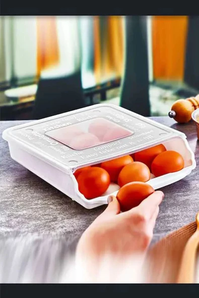 15 Bölmeli Kapaklı Kayar Rampalı Yumurta Saklama Kabı