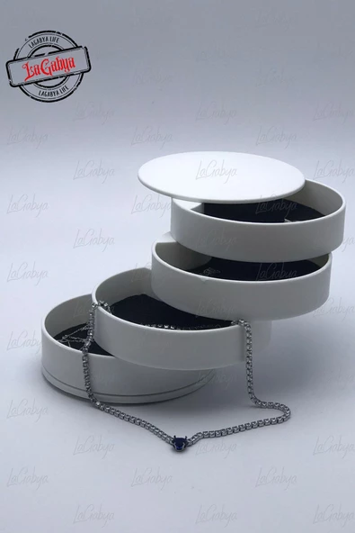 4 Katlı Silindir Döner Takı Aksesuar Makyaj Yüzük Küpe Toka Kutusu Organizeri (10x10cm) - 2