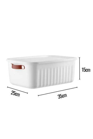 6 Adet Çok Amaçlı Deri Kulplu Kapaklı Saklama Kutusu Düzenleyici Dekoratif Kutu (3x15LT-3X10LT) - 5