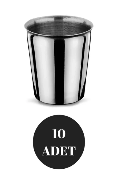 10 Adet Paslanmaz Çelik Bardak I Kafe Restaurant Kantin Meşrubat Ayran Patates Bardağı 9x7,5CM
