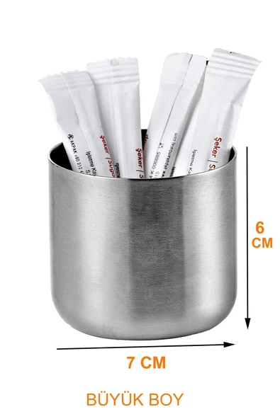 Paslanmaz Çelik Büyük Boy Stick Şekerlik 6x7CM I Restaurant Kafe Kantin Stick Şekerlik - 2