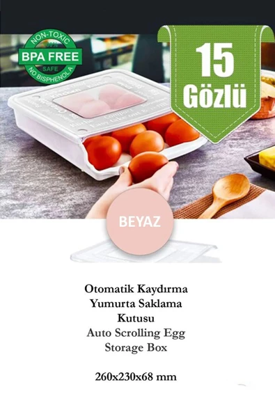 15 Bölmeli Kapaklı Kayar Rampalı Yumurta Saklama Kabı - 2