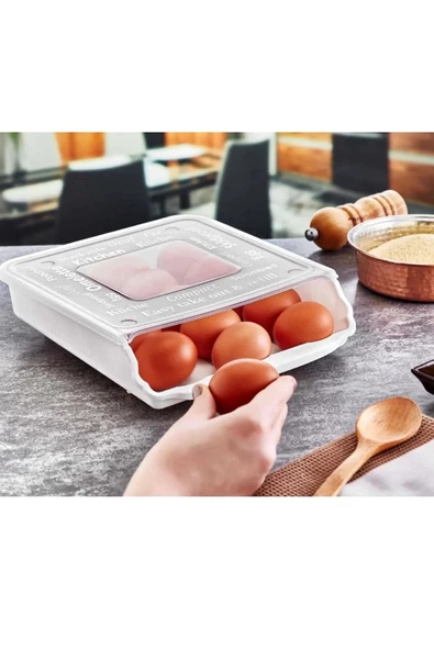 15 Bölmeli Kapaklı Kayar Rampalı Yumurta Saklama Kabı - 3