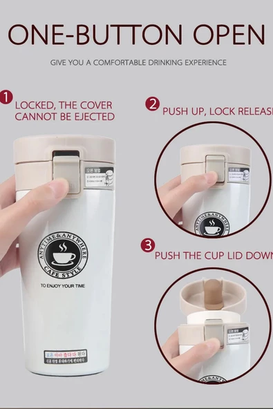 Filtreli Çift Katmanlı Paslanmaz Çelik Bardak Mug Termos Çay Kahve Termosu 380ml 12 Saat Sıcak-soğuk - 3