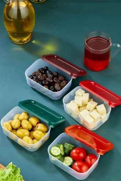 8 Adet Sızdırmaz Kapaklı Saklama Kabı Çerezlik Kahvaltılık Piknik Seyahat Erzak Yemek Kabı 300ML
