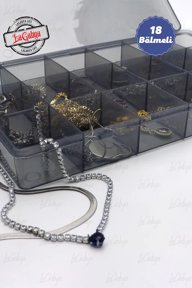 18 Bölmeli Takı Organizer Ilaç Boncuk Küpe Kolye Yüzük Toka Kutusu - 2