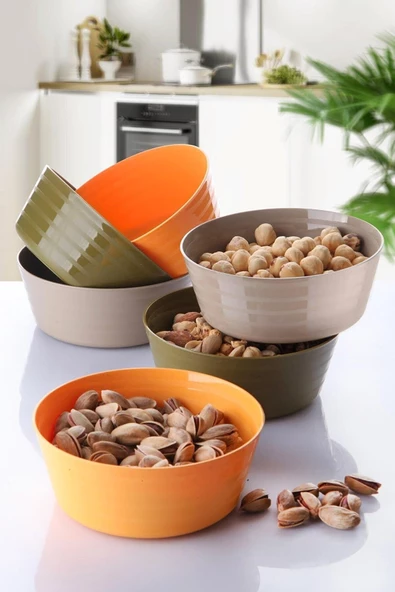 6 Adet Plastik Çerezlik Çok Amaçlı Sunum Kase Çok Renkli