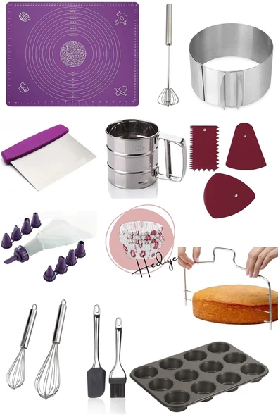 16'lı Lüx Kek Pasta Hamur Seti Kek Kalıbı Mutfak Hazırlık&Pişirme Gereçleri Pastacılık Ekipmanları ürün görseli 1