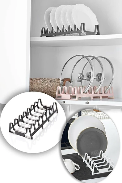 2 Adet 8 Bölmeli Rinnig Plastik Tabaklık Kurutmalık Tencere Kapaklık Tabak Organizer Düzenleyici - 2