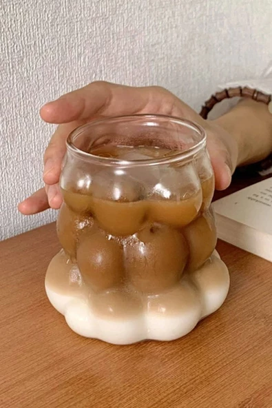 Bobo Üzüm Kabartmalı Borasilikat Isıya Dayanıklı Cam Kupa Kahve Kokteyl Sunum Bardağı 300ML - 3