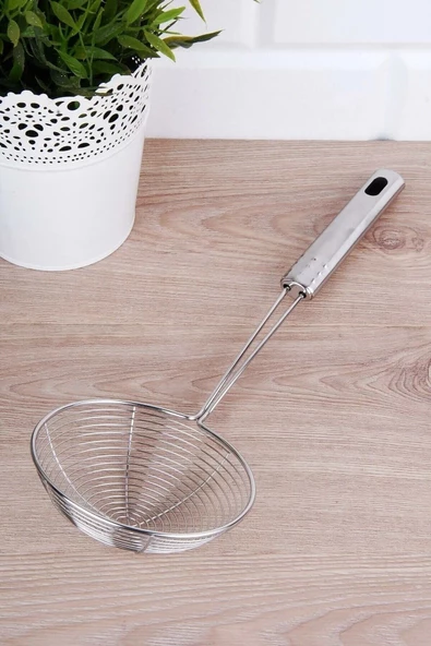 Kızartma Kevgiri, Yağ Süzgeci, Çelik Tel Kepçe - Resim 2