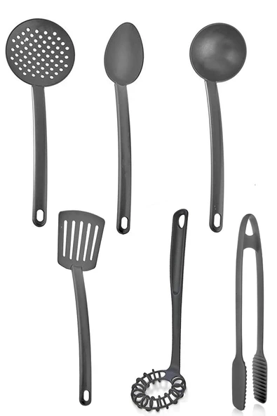 Pratik 6lı Yanmaz Yapışmaz Teflon Servis Set 220 Derece Dayanıklı Kepçe Kevgir Spatula Kaşık Çırpıcı ürün görseli 1