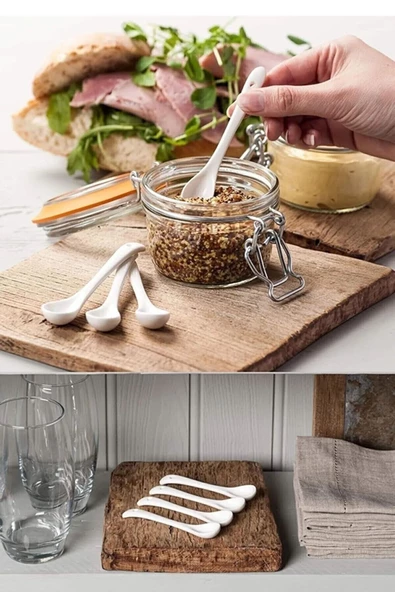 6 Adet Beyaz Lüx Porselen Kaşık Mama Kaşığı Şeker Kaşığı Çay, Tatlı, Reçel Kahvaltılık Kaşık 12cm