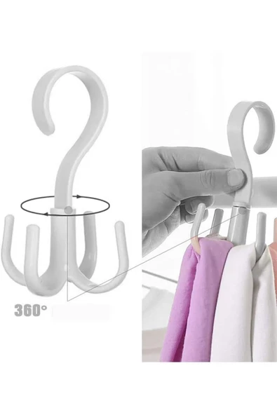 2 Adet Dolap İçi 360 Derece Döner Askı Kravat,Fular, Eşarp,Kemer,Anahtar,Çanta Askısı - 2