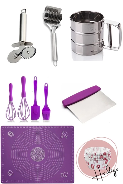 9+1 Parça Ekonomik Mutfak Ihtiyaçlar Seti, Yemek Hazırlık Pasta Kek Yapım Sunum Servis Setleri ürün görseli 1