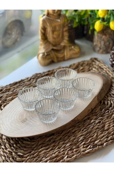 6 Adet Cam Mini Sosluk Reçellik Lokumluk Kahve Yanı Ikram Tabağı - 2