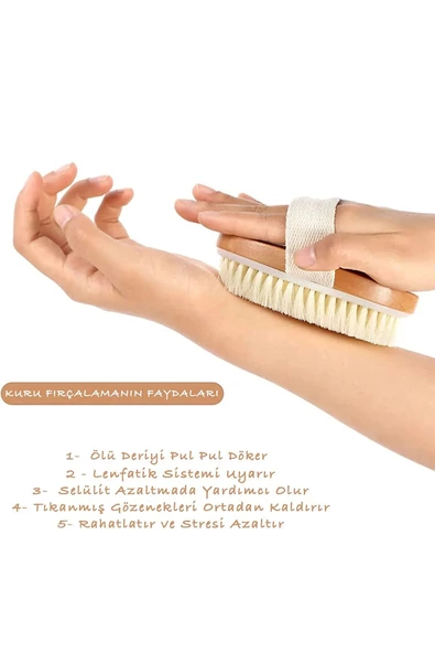 %100 Doğal At Kılı Fırçası Selülit Karşıtı At Kılı Fırçası Cilt Bakım Fırçası - 3