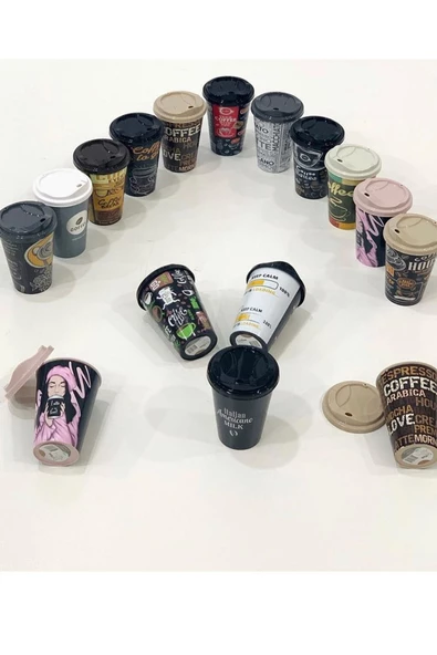 2 Adet Plastik Kapaklı Kahve Bardağı 500ml - 2