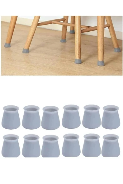 24 Adet Silikon Sandalye Masa Ayağı Pabucu Kaydırmaz Taban Zemin Çizdirmez Pabuç Ayaklık ürün görseli 1