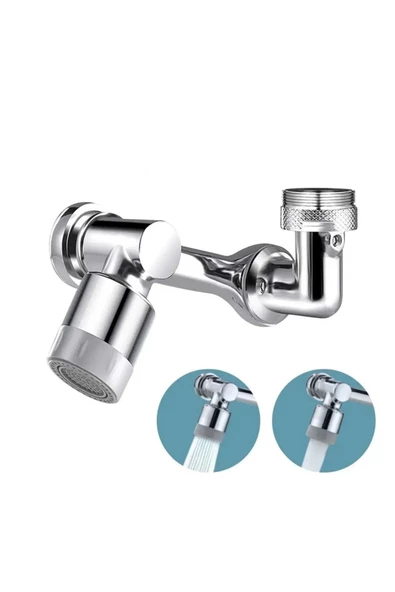 Krom Oynar Başlıklı Su Tasarruflu Musluk Ucu 1080 Derece Döner Başlıklı ürün görseli 1