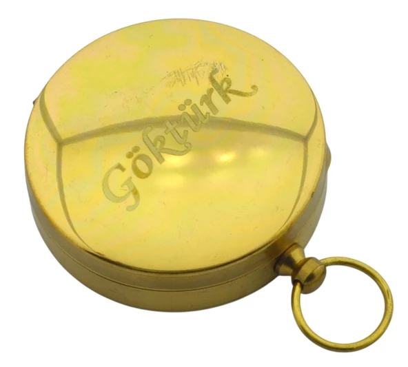 Yuvarlak Sarı Metal Kasa Su Geçirmez Fosforlu Dayanıklı Pusula (5cmx1.6cm) Defolu