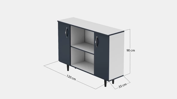 Glow Furniture Perla Ofis Masa Takımı Beyaz Antrasit - 8