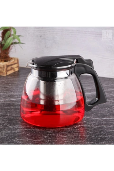 Süzgeçli Cam Demlik 900ml Ve Bitki Çayı Yeşil Çay Demleme Süzgeci Makaslı - 3