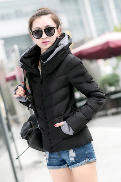 Günlük Kısa Kışlık Şişme Kadın Mont - Resim 2