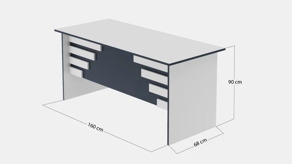 Glow Furniture Perla Ofis Masa Takımı Beyaz Antrasit - 5