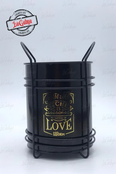 Tezgah Üstü Dekoratif Metal Standlı Kaşıklık Siyah Renk - Resim 4