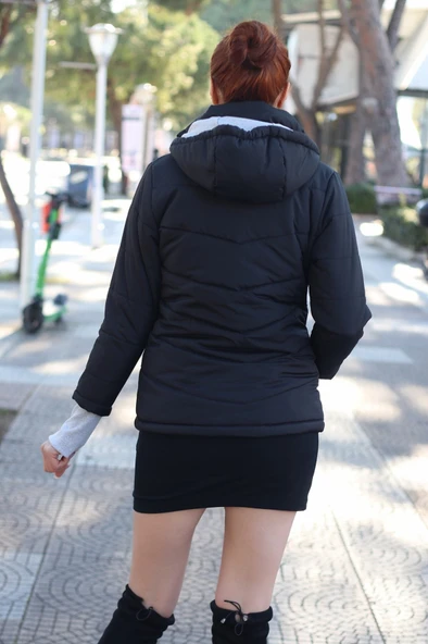 Günlük Su Geçirmez Kısa Kışlık Şişme Kadın Mont - Resim 3