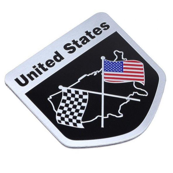 United States Çift Bayraklı Metal Etiket Arma