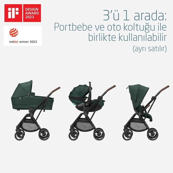 Maxi-Cosi Leona2 Çift Yönlü Uzatılabilir Sırt Desteği Tam Yatabilir Bebek Arabası Twillic Green - 4