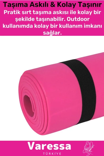 Premium Su Geçirmez Konforlu Taşıma Askılı Çift Taraflı Zemin Çadır Uyku Kamp Matı Yer Minderi 10mm - 2
